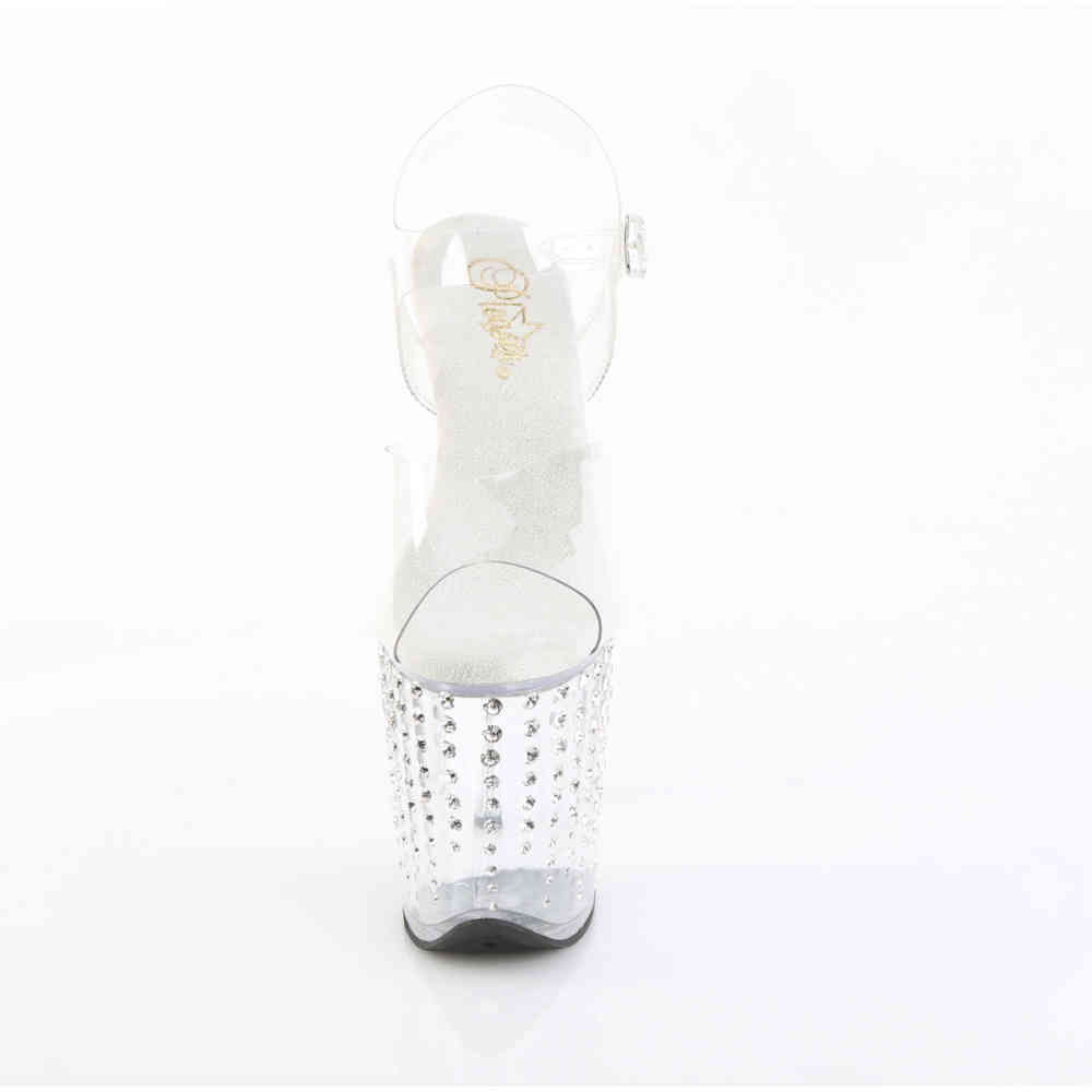 Pleaser - FLAMINGO808TDRS Ankle strap sandal, Pole dance shoes - White/Transparent